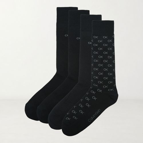 Pack de 4 pares de calcetines largos de vestir Calvin Klein negros para hombre