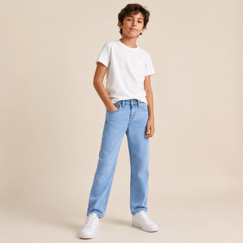 Jeans celeste straight fit para niño