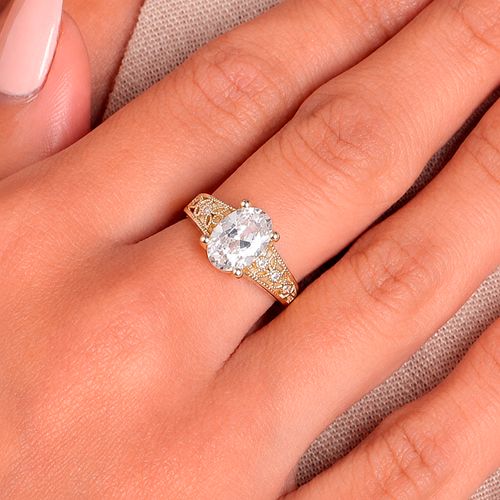 Anillo vintage con zirconia corte marquesa talla 6