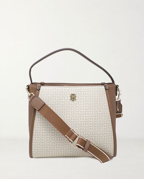 Cartera satchel Tommy Hilfiger Sabrinna ii color café para mujer
