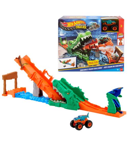 Pista Hot Wheels Monster Trucks Crocodile Crash Challenge