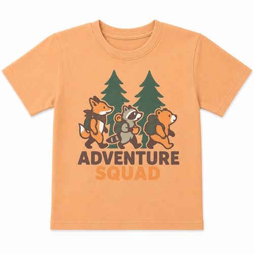 Camiseta anaranjada con estampado de Adventure Squad para niño