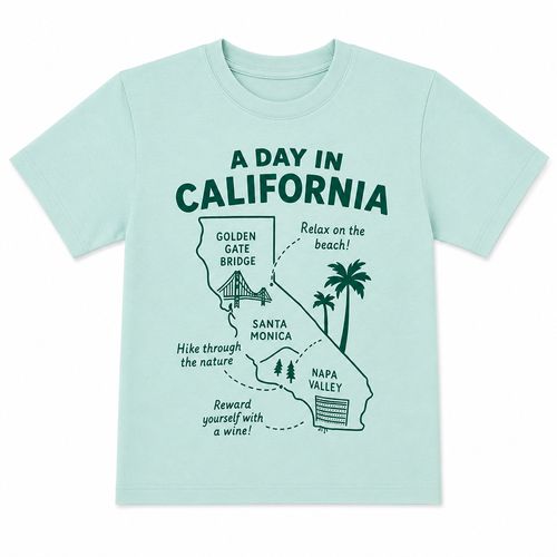 Camiseta turquesa con estampado de mapa de California para niño