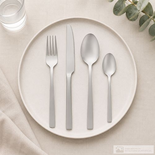 Set de cubiertos de acero inoxidable silver wide