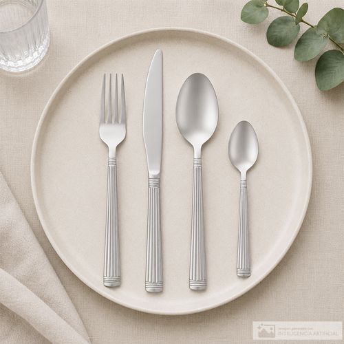 Set de cubiertos de acero inoxidable silver minimal