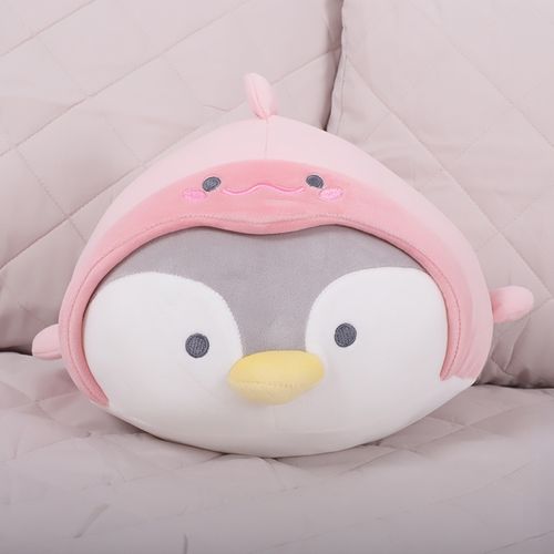 Cojín infantil diseño de pingüino tiburón color rosado 20 x 24 x 35 cm