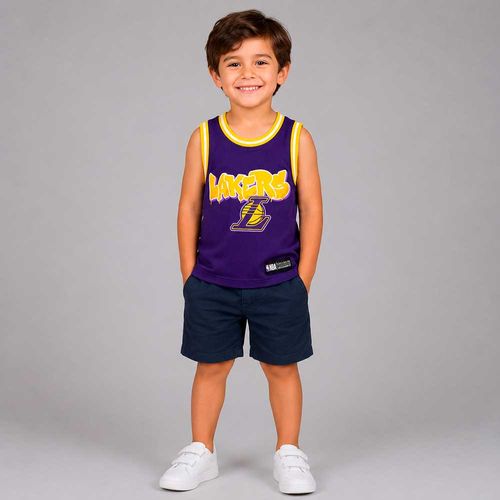 Camiseta morada con estampado de Lakers para niño
