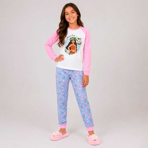 Pijama bicolor con estampado de Moana para niña