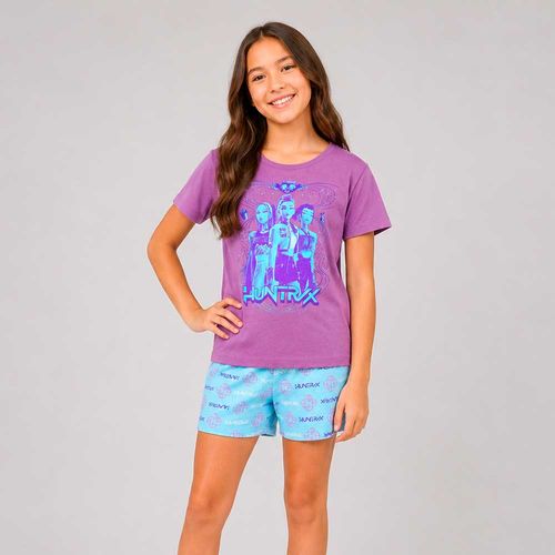Pijama bicolor con estampado de HUNTR/X para niña