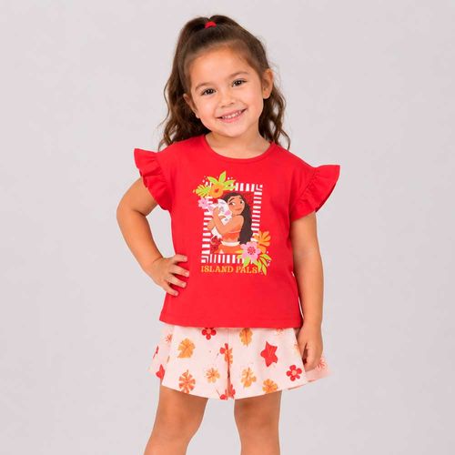 Conjunto bicolor con estampado de Moana para niña