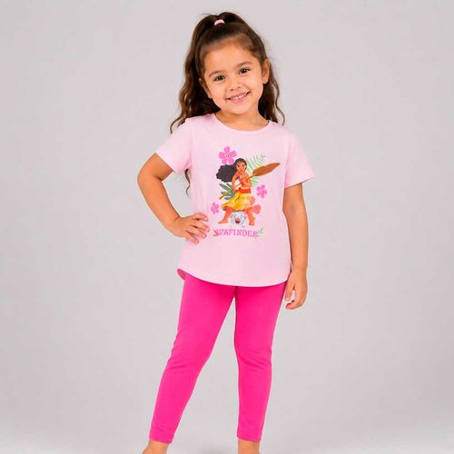 Conjunto rosado con estampado de Moana para niña