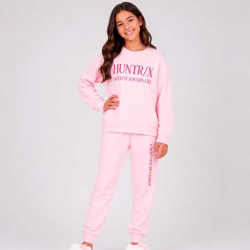 Conjunto rosado con estampado de Las guerreras K-pop para niña
