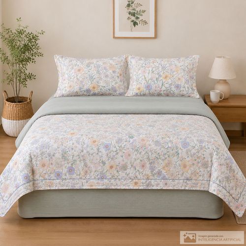 Juego de edredón de algodón de 3 piezas estampado floral