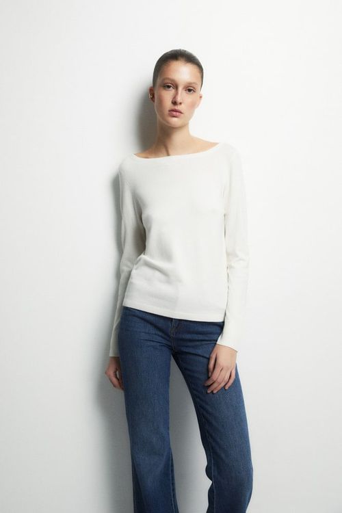 Suéter jersey de punto blanco para mujer
