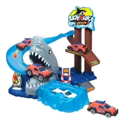 Express Wheels Mini Pista de Carreras Shark Attack con Auto de Cambio de Color