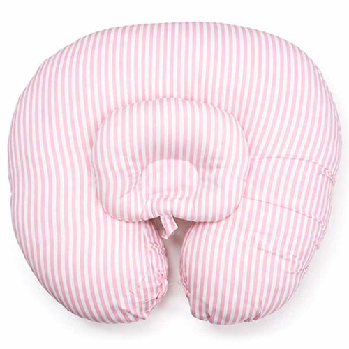 Almohada rosada rayada para amamantar
