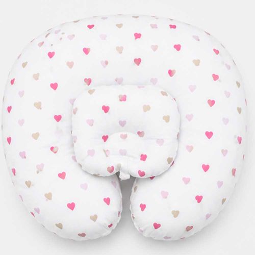 Almohada blanca con estampado de corazones para amamantar