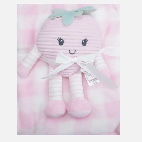Frazada rosada con peluche para bebé niña