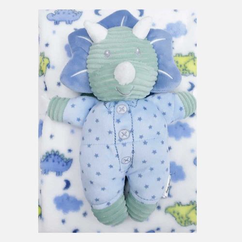 Frazada con estampado de dinosaurios y peluche para bebé niño