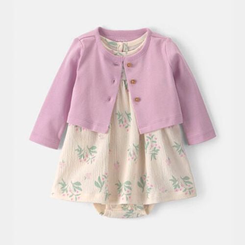 Conjunto de 2 piezas con vestido estampado floral para bebé niña