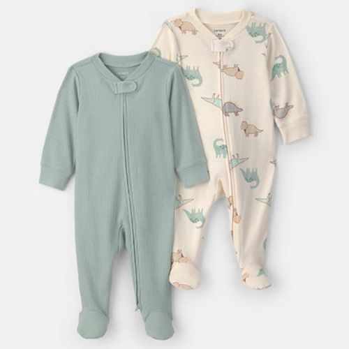 Set de 2 pijamas enterizos con estampado de dinosaurios para bebé niño