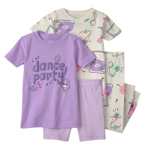 Pijama de 4 piezas con estampados para niña