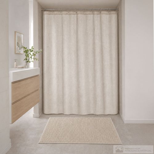 Set de alfombra y cortina de baño