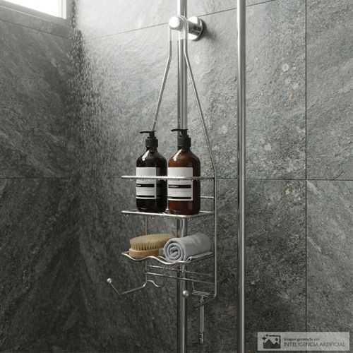 Organizador para ducha colgante plateado