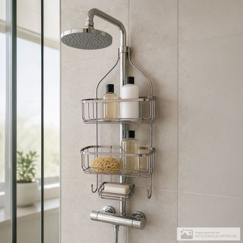 Organizador para ducha colgante plateado