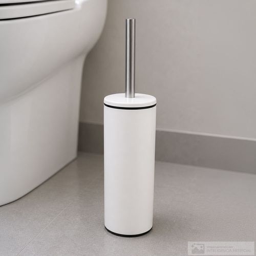 Cepillo de inodoro con base de metal color blanco