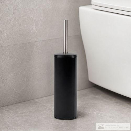 Cepillo de inodoro con base de metal color negro