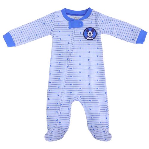 Pijama azul rayada con aplique de Mickey Mouse para bebé niño