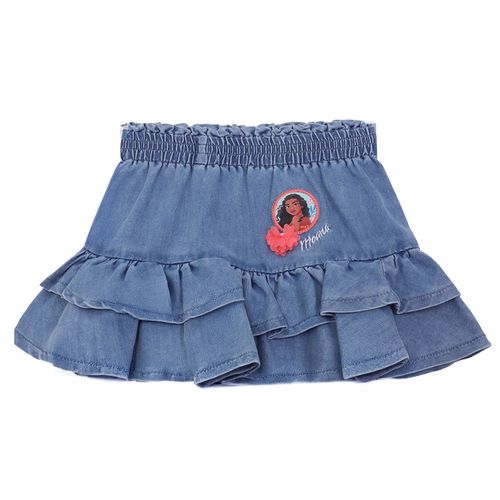 Falda azul denim con estampado de Moana para niña