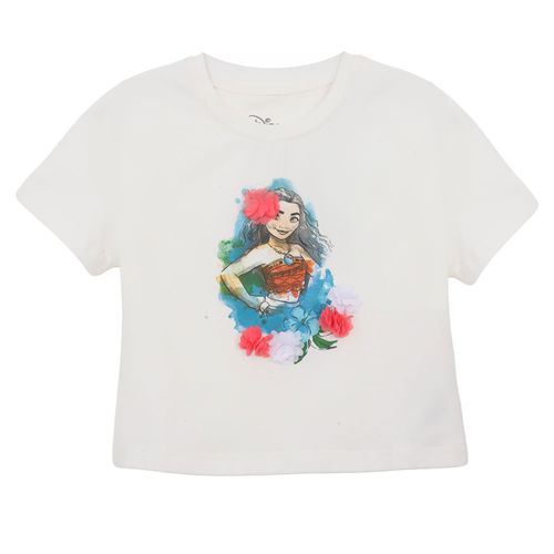 Camiseta blanca con estampado de Moana para niña