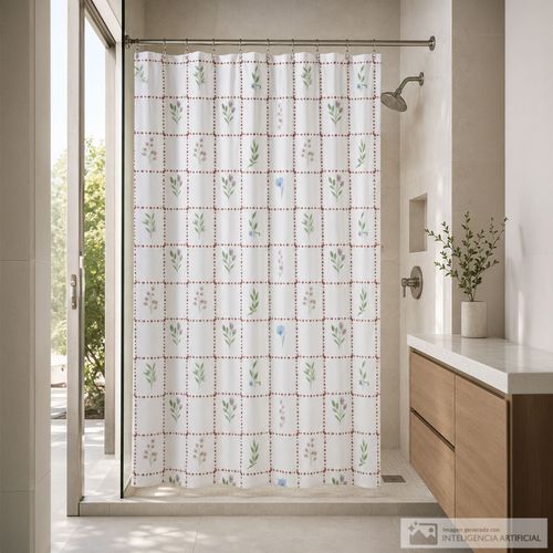 Cortina para baño diseño de cuadros antiguos