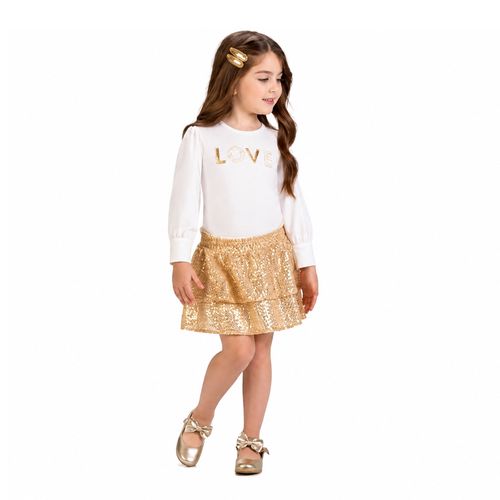 Conjunto con falda de lentejuelas para niña