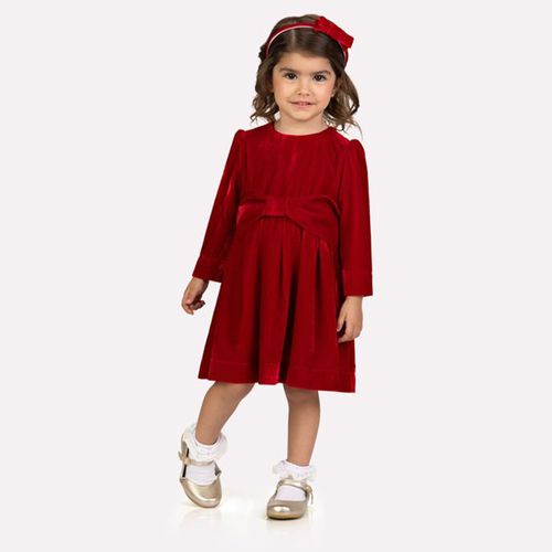 Vestido de terciopelo rojo para niña