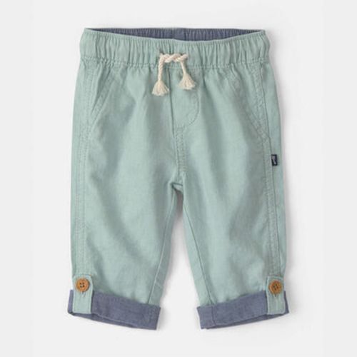 Pantalon color verde con demin para bebe niño