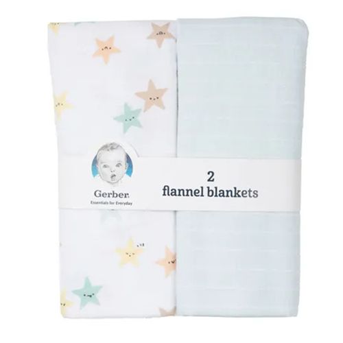 Set de 2 frazadas bicolor con estampado de estrellas para bebé