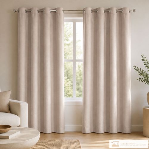 Cortina para ventana tipo jacquard vynya beige claro