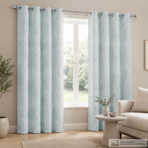 Cortina para ventana tipo blackout diseño natural gris palido