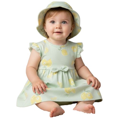 Vestido verde con sombrero para bebé niña