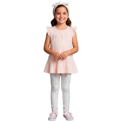 Conjunto de 3 piezas con estampado floral para niña