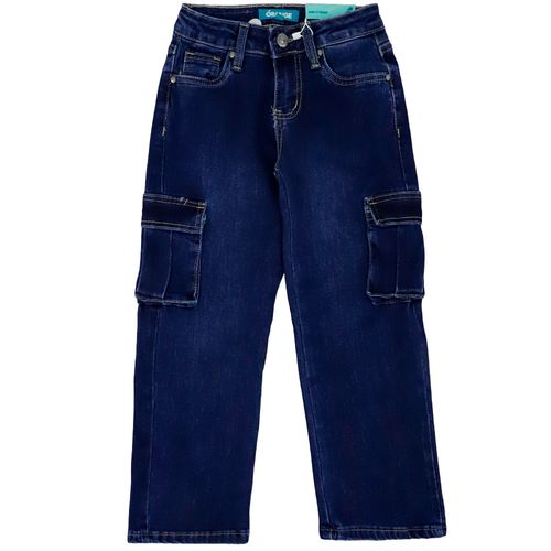 Jeans relax cargo denim azul para niño