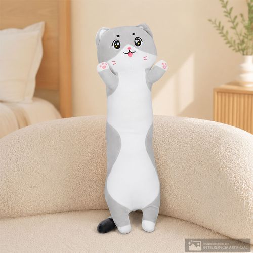 Cojín infantil diseño de gato gris
