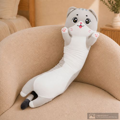 Cojín infantil diseño de gato gris