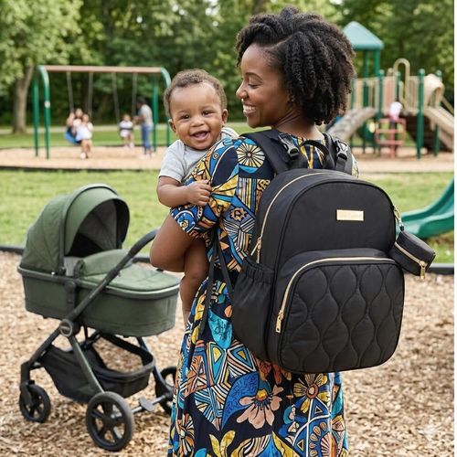 Pañalera negra estilo mochila Baby Essentials