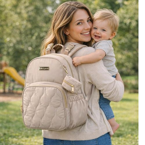 Pañalera beige estilo mochila Baby Essentials