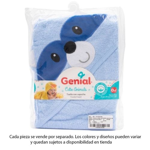 Toalla con capucha y diseño de animales surtidos para bebé