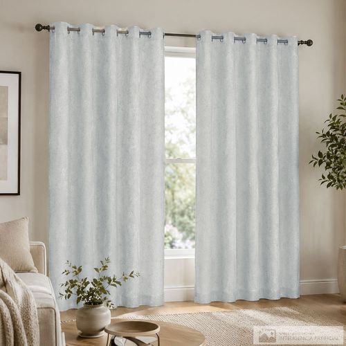 Cortina para ventana jacquard de un panel ojal de lino bomba blanco suave